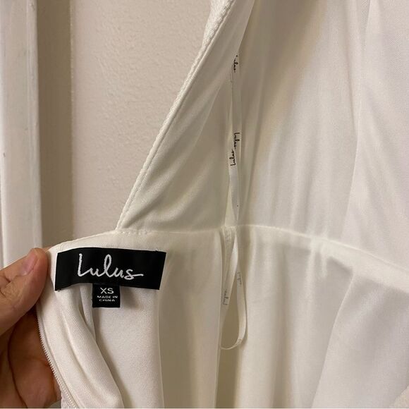 Lulus Living For Love White open Back Skater bridal shower Textured dress y2k XS - Picture 12 of 12